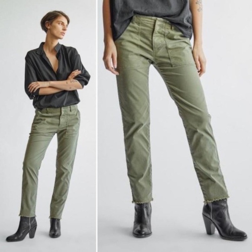 Nili Lotan Jenna Pants In Olive Green With Racing Stripes 4